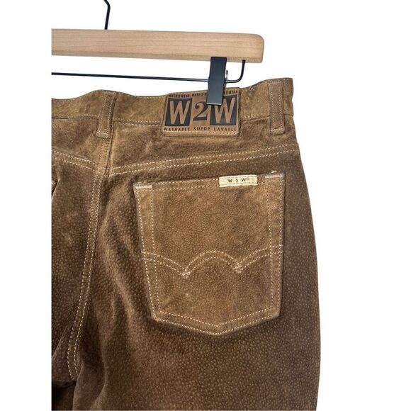 Wash2Wear W2W Leather Pants Brown Washable Suede Straight Leg women’s 32- Vintag - Picture 3 of 5